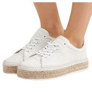 Rag & Bone White Tan Rope Kent Leather Espadrille Platform Sneakers sz 37.5 / 7